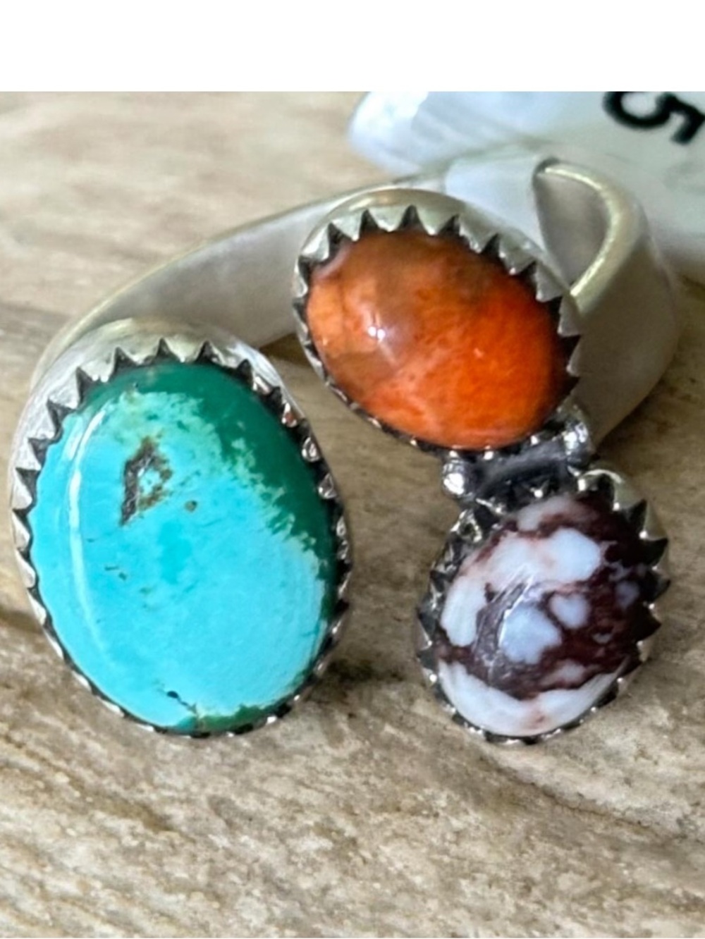 Sterling Silver & Turquoise, Wild Horse And Orange Mohave Floater Ring 6-8